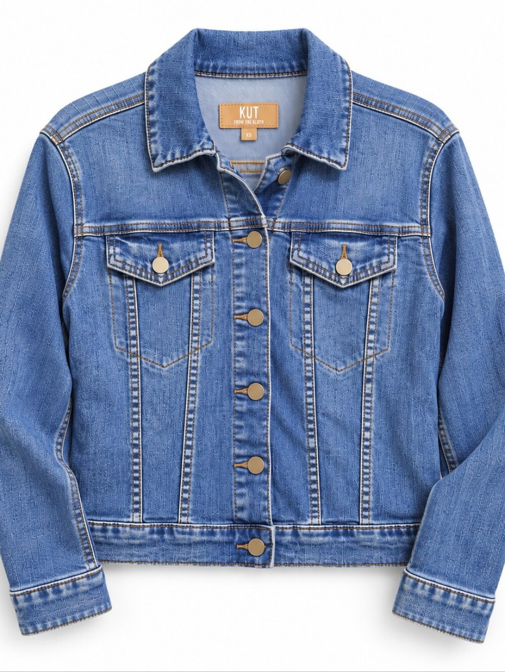 KUT From The Kloth Denim Jacket XS Blue Stretch Jean Jacket